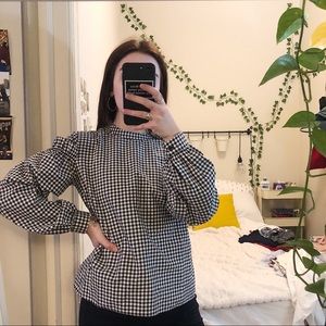 puff sleeve gingham top